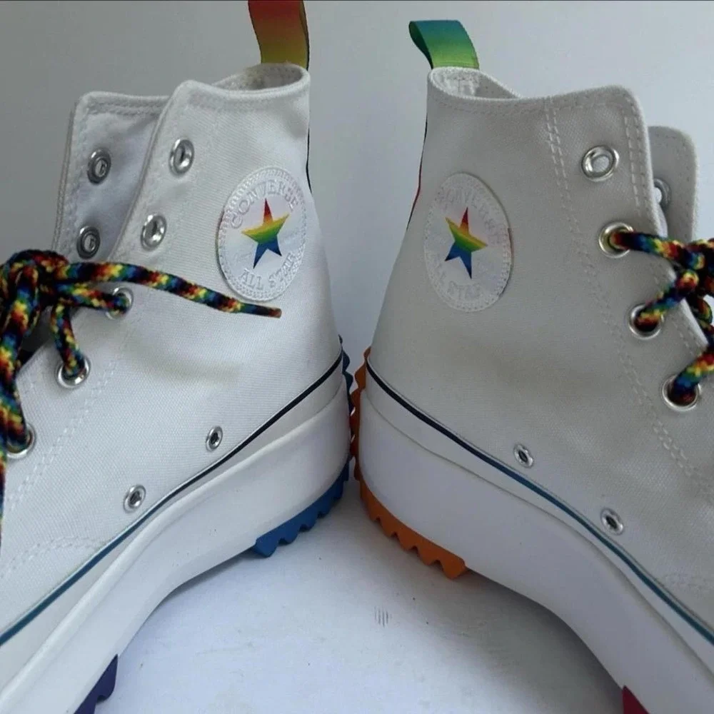 Converse Run Star Hike Pride Platform High Top Sneakers Rainbow Men's Size 12' - Picture 6 of 8